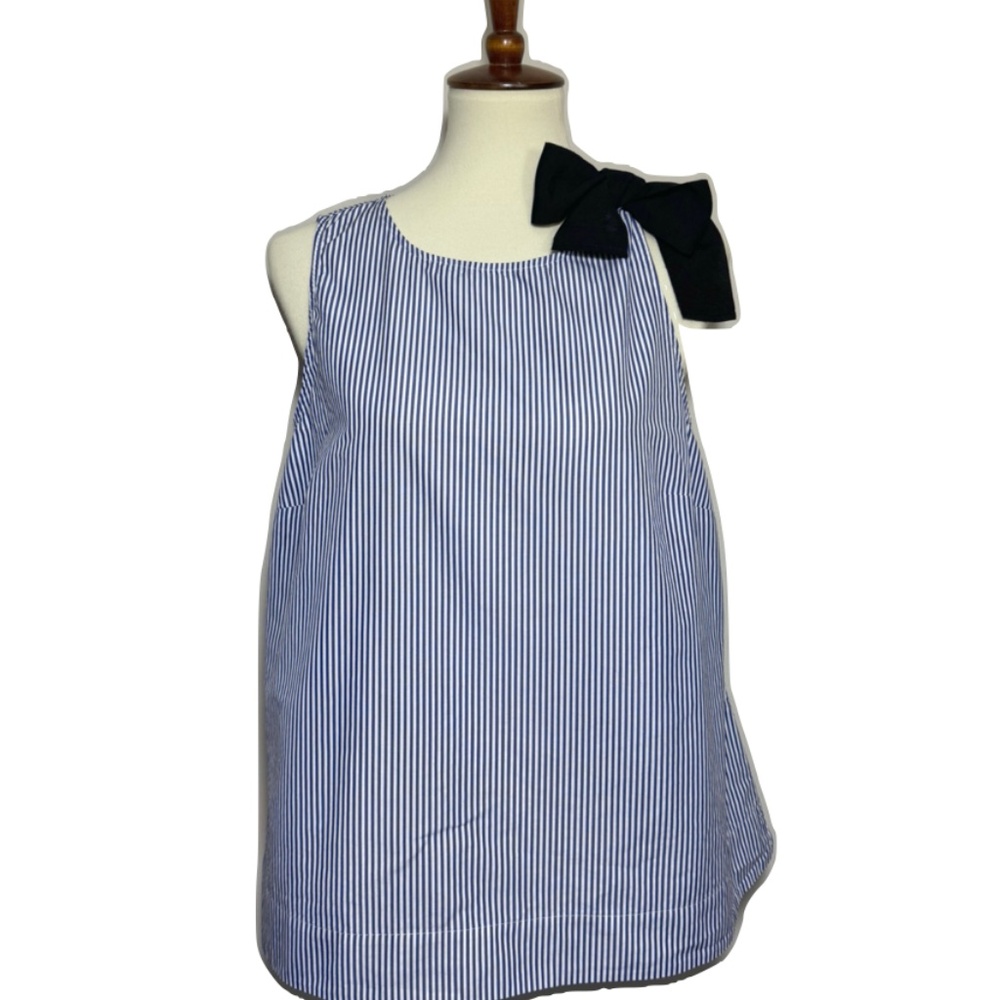 J.Crew Bow Shoulder Grosgrain Ribbon Striped Sleeveless Top Size 12 - Picture 3 of 13